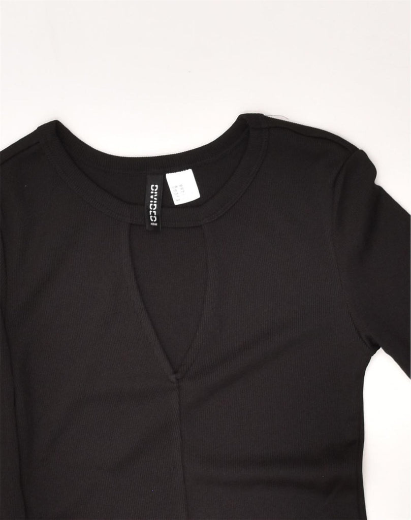 H&M Womens Top Long Sleeve UK 4 XS Black Polyester | Vintage H&M | Thrift | Second-Hand H&M | Used Clothing | Messina Hembry 