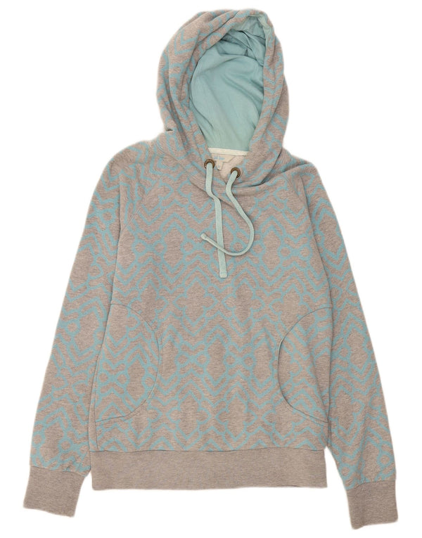 Fat Face Womens Hoodie Jumper UK 10 Small Grey Geometric Cotton