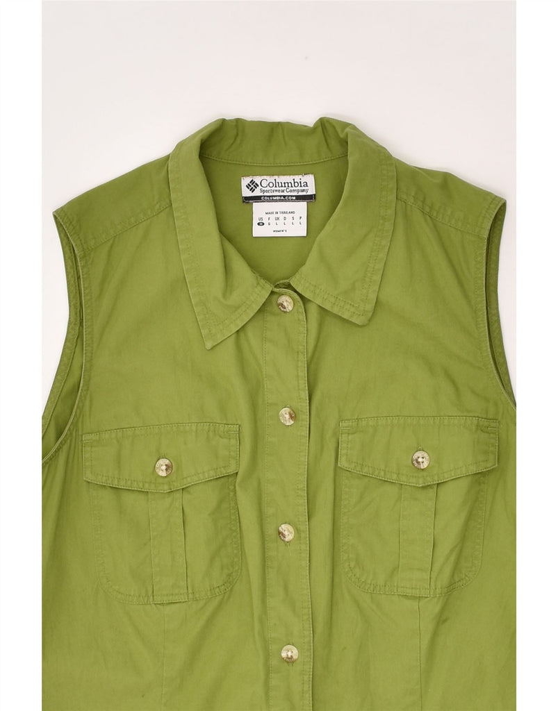 COLUMBIA Womens Sleeveless Shirt Blouse UK 14 Large Green Cotton | Vintage Columbia | Thrift | Second-Hand Columbia | Used Clothing | Messina Hembry 