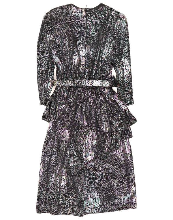 Golden Gate Womens 3/4 Sleeve Peplum Dress UK 14 Medium Black Pinstripe