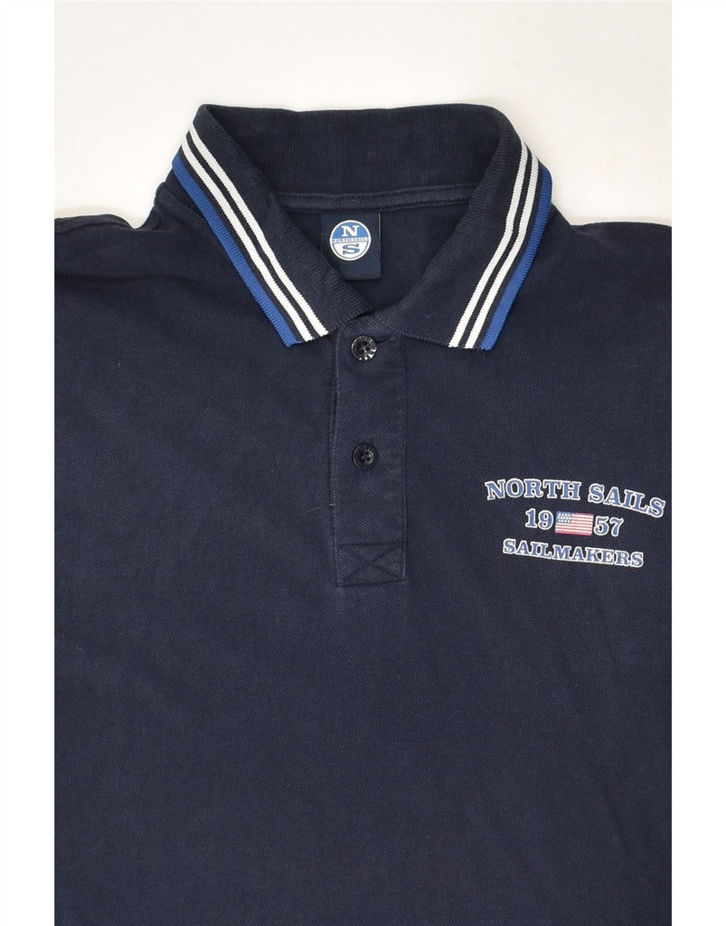 NORTH SAILS Mens Graphic Polo Shirt Small Navy Blue Cotton | Vintage North Sails | Thrift | Second-Hand North Sails | Used Clothing | Messina Hembry 