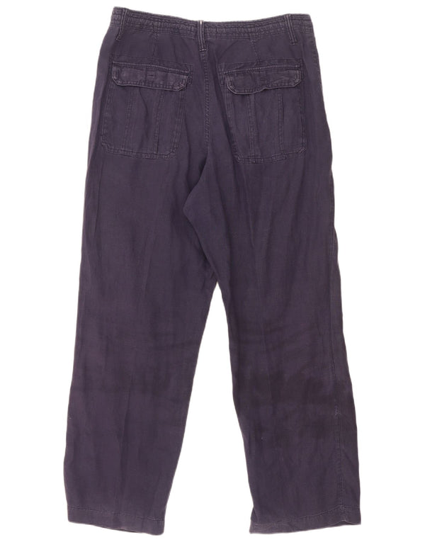 Marks & Spencer Mens Straight Chino Trousers W32 L29 Navy Blue Linen