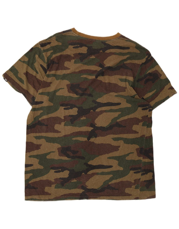 Vans Mens Custom Fit Graphic T-Shirt Top Large Khaki Camouflage Cotton