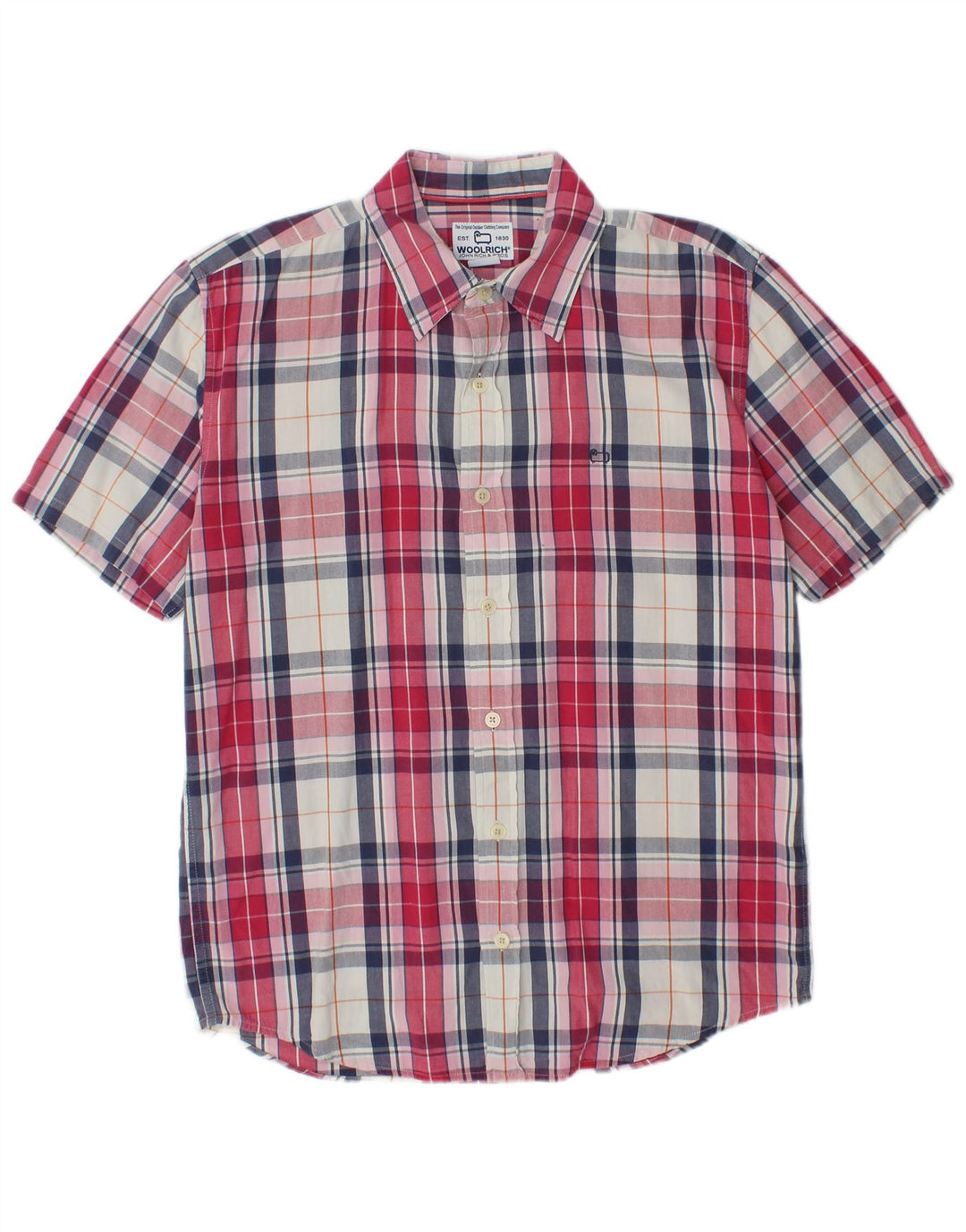 WOOLRICH Mens Short Sleeve Shirt Medium Red Check Cotton
