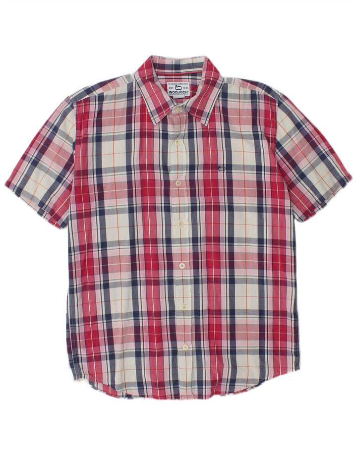 WOOLRICH Mens Short Sleeve Shirt Medium Red Check Cotton