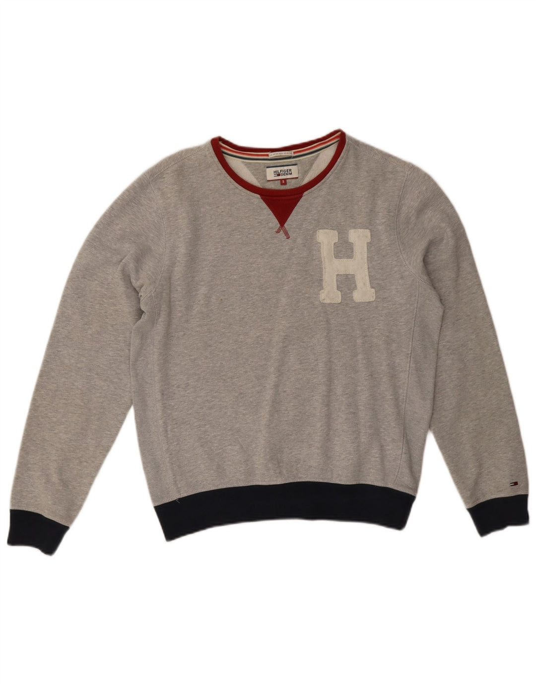 Tommy Hilfiger Womens Graphic Sweatshirt Jumper UK 10 Small Grey