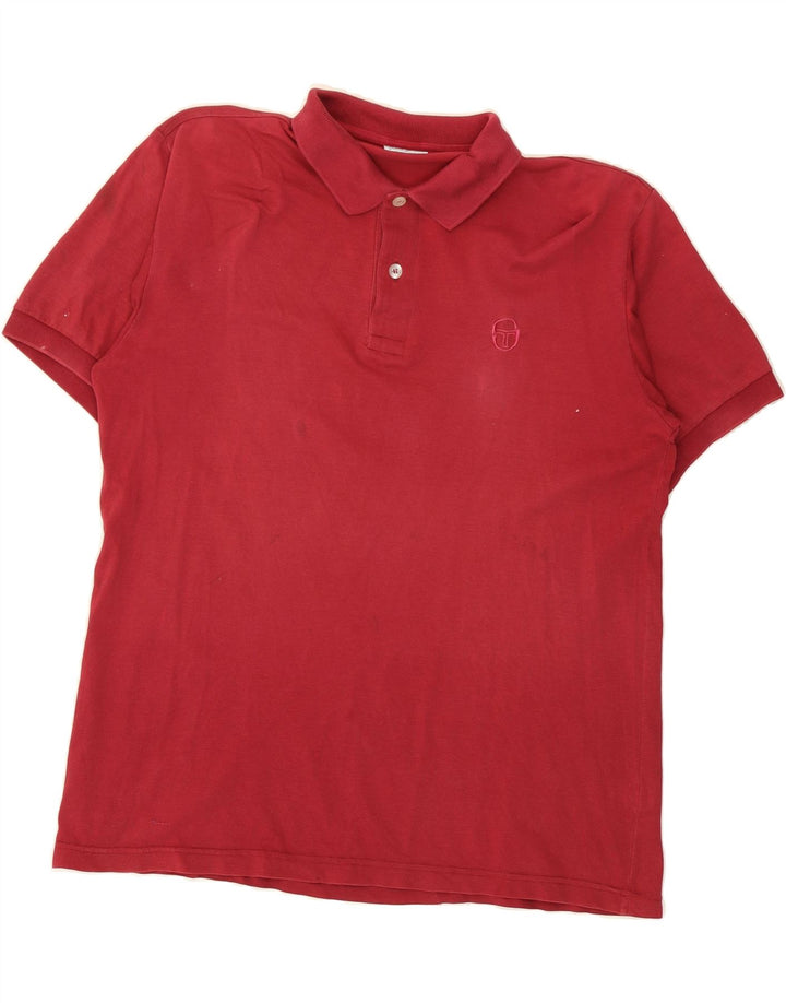 SERGIO TACCHINI Mens Polo Shirt IT 50 Medium Burgundy Cotton Vintage Sergio Tacchini and Second-Hand Sergio Tacchini from Messina Hembry 