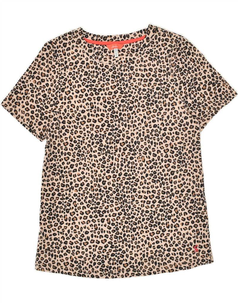 JOULES Womens T-Shirt Top UK 10 Small Brown Animal Print Cotton | Vintage Joules | Thrift | Second-Hand Joules | Used Clothing | Messina Hembry 