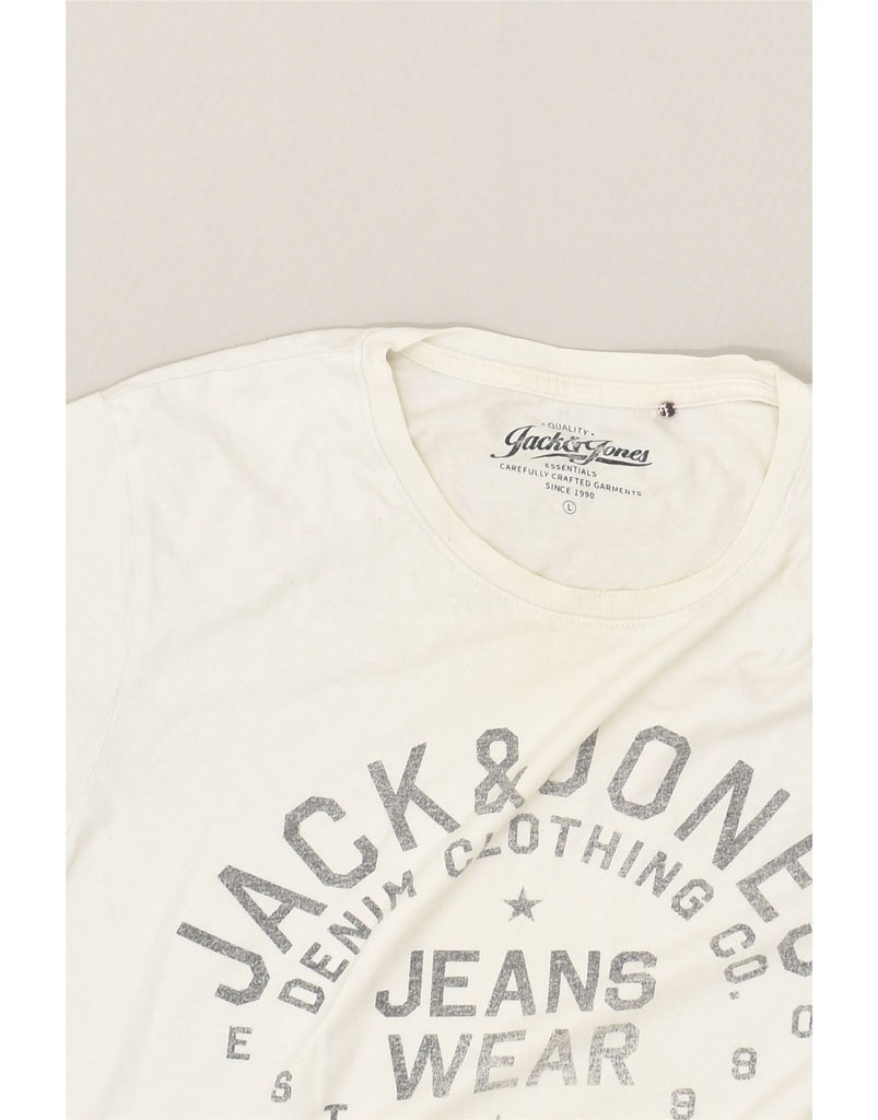 JACK & JONES Mens Graphic T-Shirt Top Large White Cotton | Vintage Jack & Jones | Thrift | Second-Hand Jack & Jones | Used Clothing | Messina Hembry 