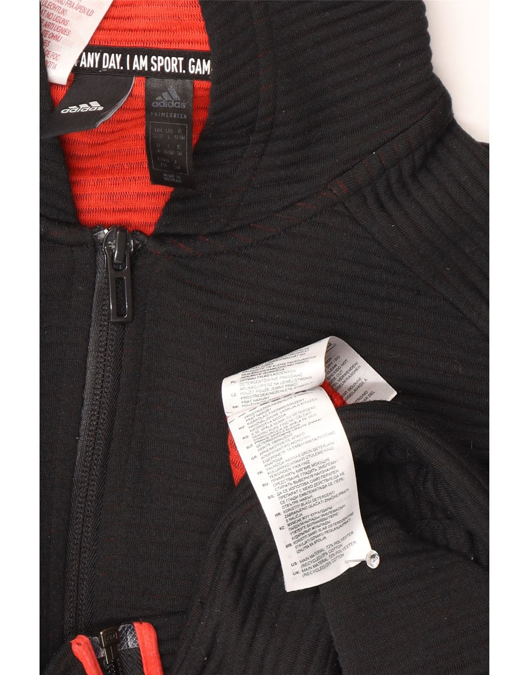 Adidas Boys Zip Hoodie Sweater 13-14 Years Black Polyester