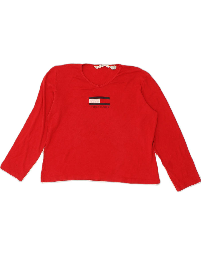 TOMMY HILFIGER Womens Top Long Sleeve UK 18 XL Red Cotton | Vintage Tommy Hilfiger | Thrift | Second-Hand Tommy Hilfiger | Used Clothing | Messina Hembry 