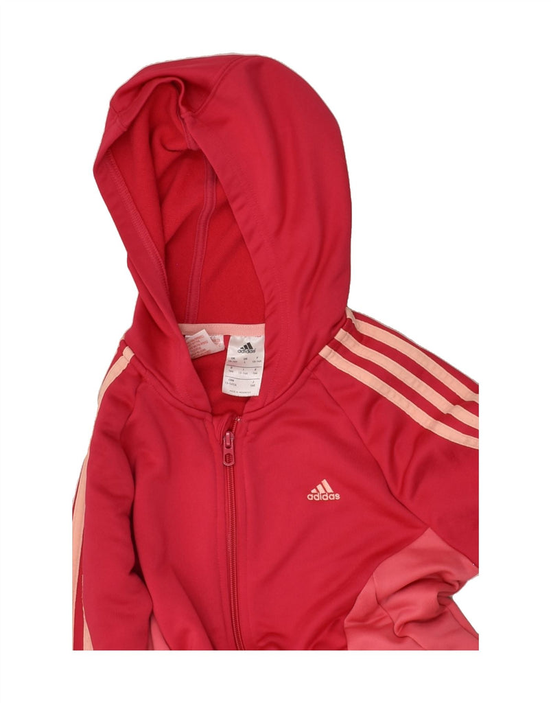 ADIDAS Girls Zip Hoodie Sweater 13-14 Years Red Polyester | Vintage Adidas | Thrift | Second-Hand Adidas | Used Clothing | Messina Hembry 