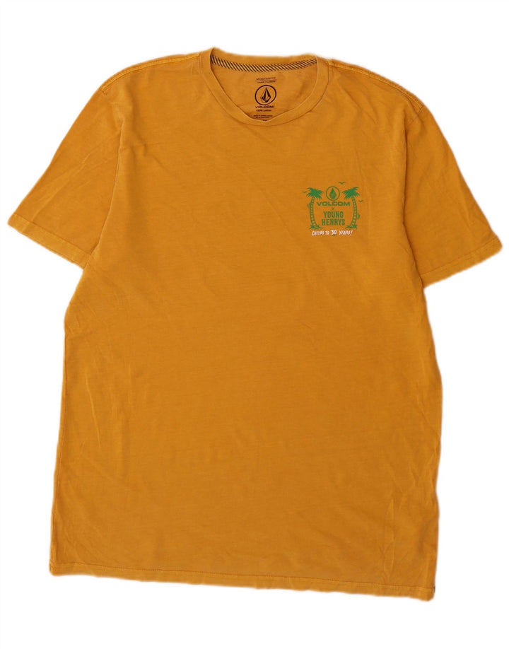 Volcom Mens Modern Fit Graphic T-Shirt Top Medium Yellow Cotton