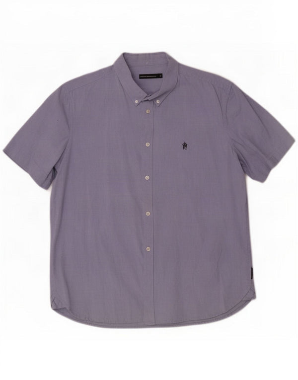 French Connection Mens Short Sleeve Shirt XL Blue Cotton