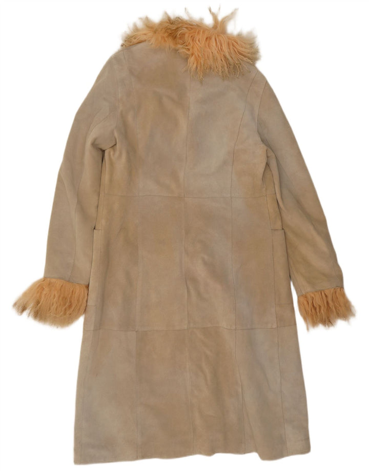 Jet Plane Womens Suede Overcoat IT 42 Medium Beige Leather