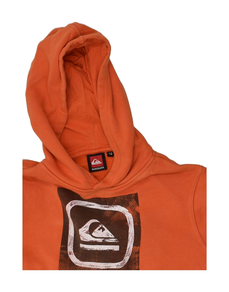 QUIKSILVER Boys Graphic Hoodie Jumper 11-12 Years Orange Cotton | Vintage Quiksilver | Thrift | Second-Hand Quiksilver | Used Clothing | Messina Hembry 