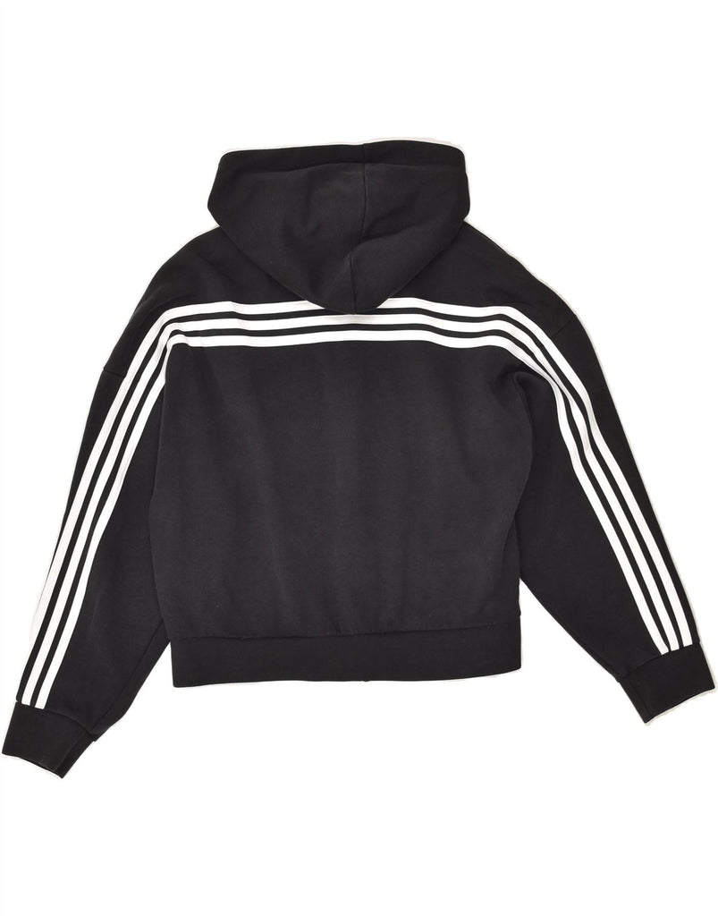 ADIDAS Womens Zip Hoodie Sweater UK 8/10 Small Black Cotton | Vintage Adidas | Thrift | Second-Hand Adidas | Used Clothing | Messina Hembry 