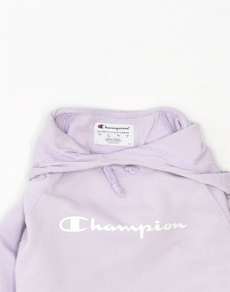 CHAMPION Womens Graphic Hoodie Jumper UK 14 Medium Purple Polyester | Vintage Champion | Thrift | Second-Hand Champion | Used Clothing | Messina Hembry 