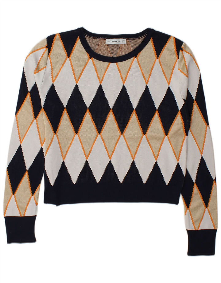 Zara Womens Boat Neck Jumper Sweater UK 14 Medium Multicoloured