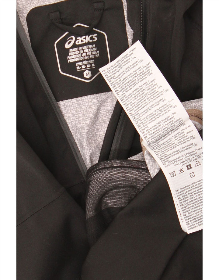 Asics Womens Hooded Tracksuit Top Jacket UK 14 Medium Black Polyester