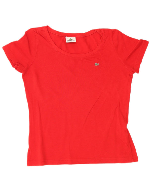 LACOSTE Womens T-Shirt Top Size 36 Small Red Cotton