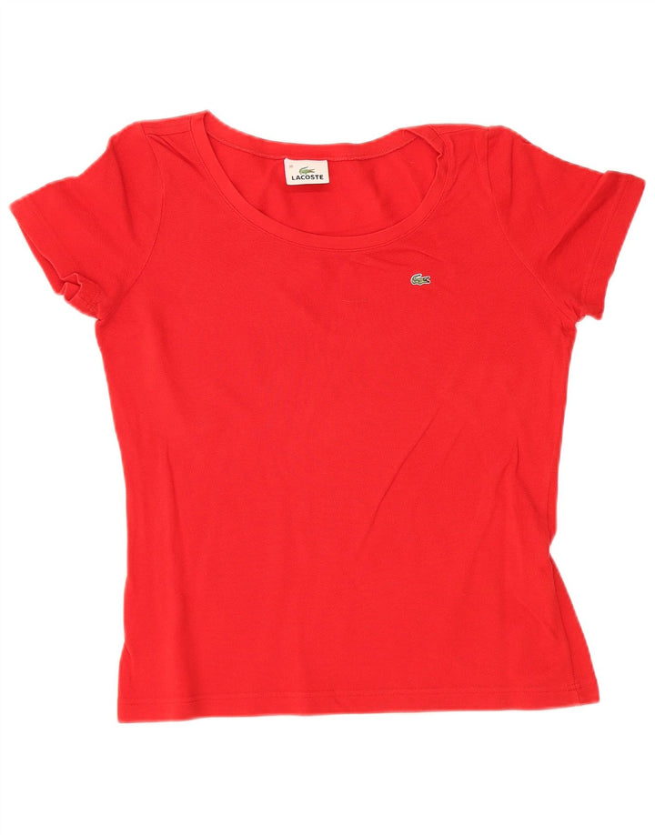 LACOSTE Womens T-Shirt Top Size 36 Small Red Cotton