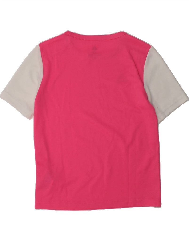 ADIDAS Girls T-Shirt Top 9-10 Years Small  Pink Colourblock Polyester | Vintage Adidas | Thrift | Second-Hand Adidas | Used Clothing | Messina Hembry 