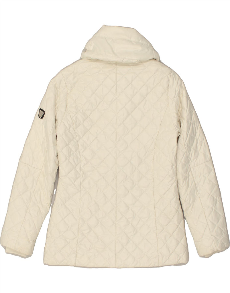 CONTE OF FLORENCE Womens Quilted Jacket IT 40 Small White Polyester | Vintage Conte of Florence | Thrift | Second-Hand Conte of Florence | Used Clothing | Messina Hembry 