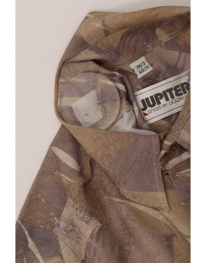 Jupiter Womens Abstract Pattern Shirt Size 40 Medium Brown Viscose