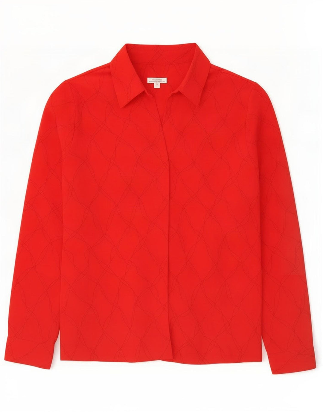 Vintage Womens Abstract Pattern Shirt Blouse UK 16 Large Red Polyester
