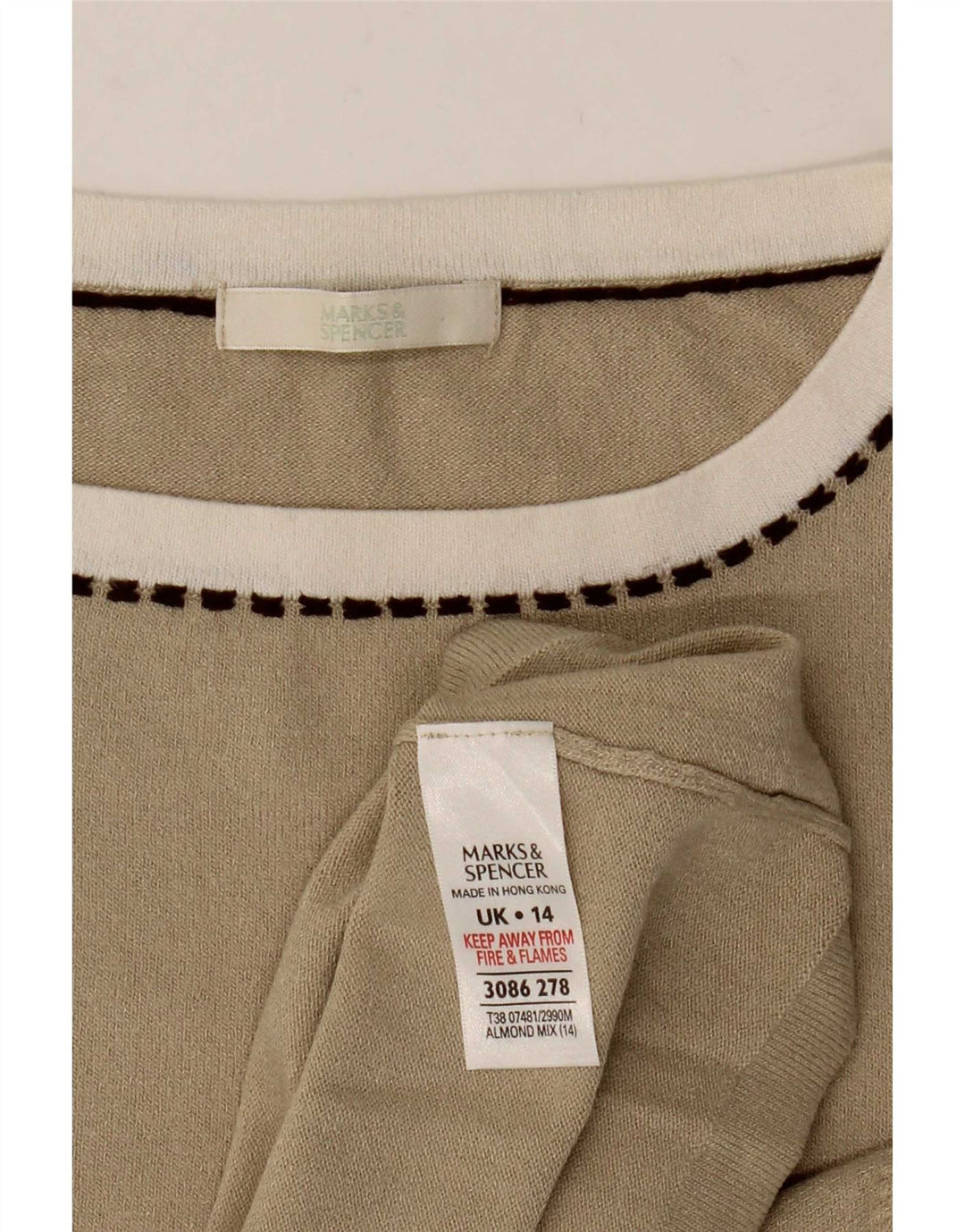 Marks & Spencer Womens Vest Top UK 14 Medium Beige Viscose