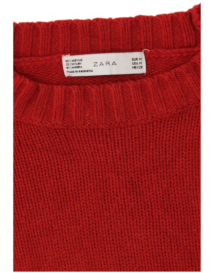 Zara Womens Boat Neck Jumper Sweater UK 12 Medium Red