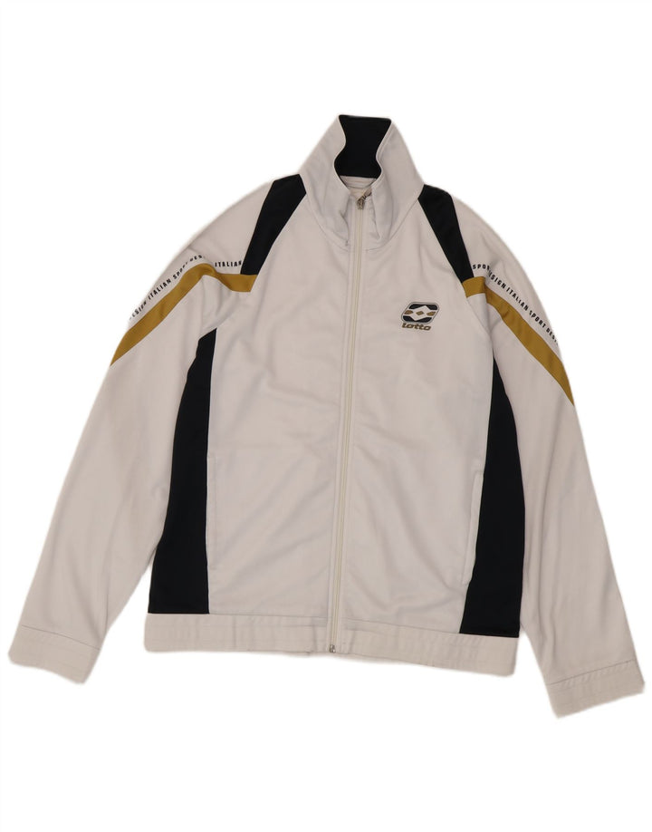 Lotto Mens Graphic Tracksuit Top Jacket Medium White Colourblock Polyester