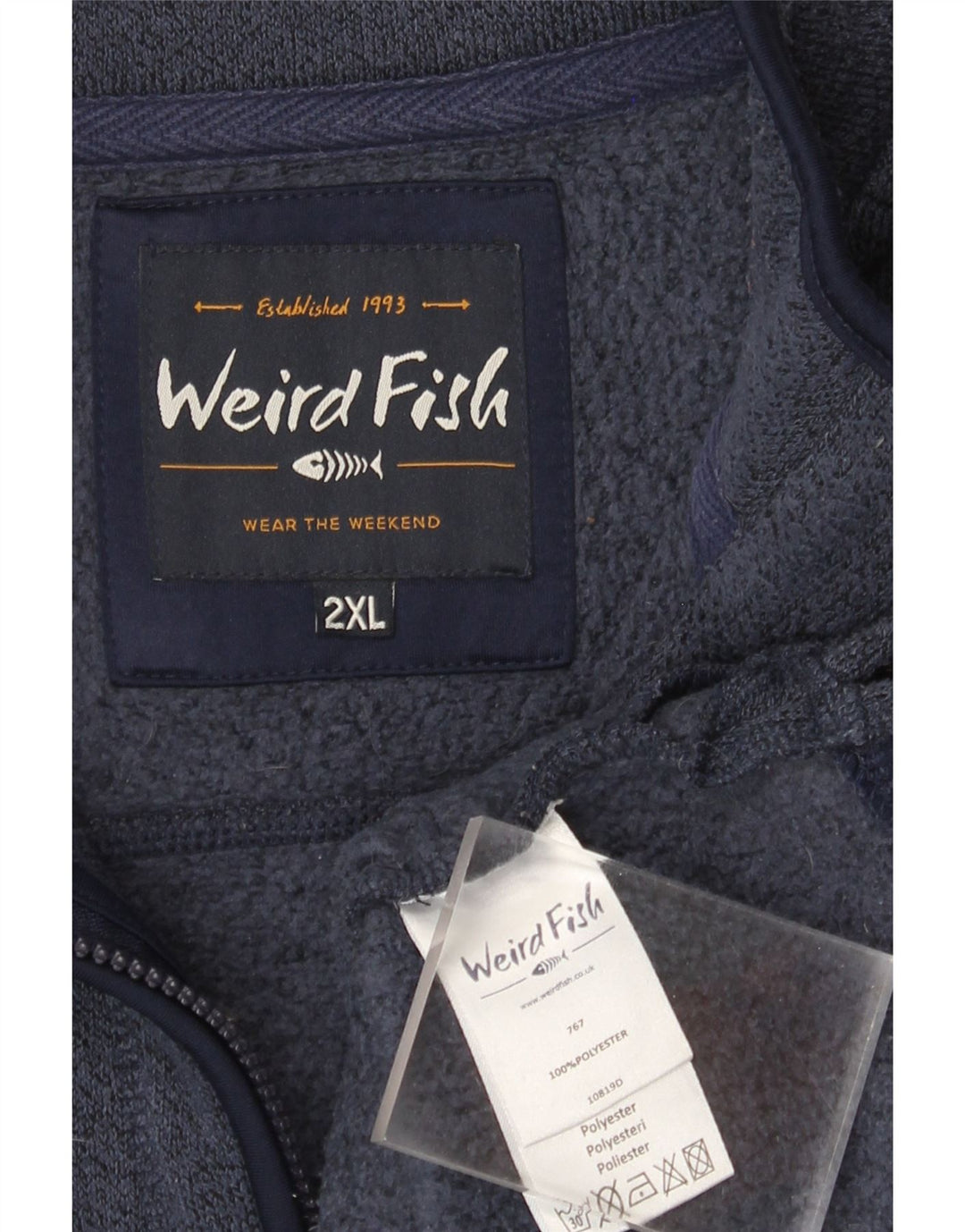 Weird Fish Mens Zip Neck Sweatshirt Jumper 2XL Navy Blue Polyester