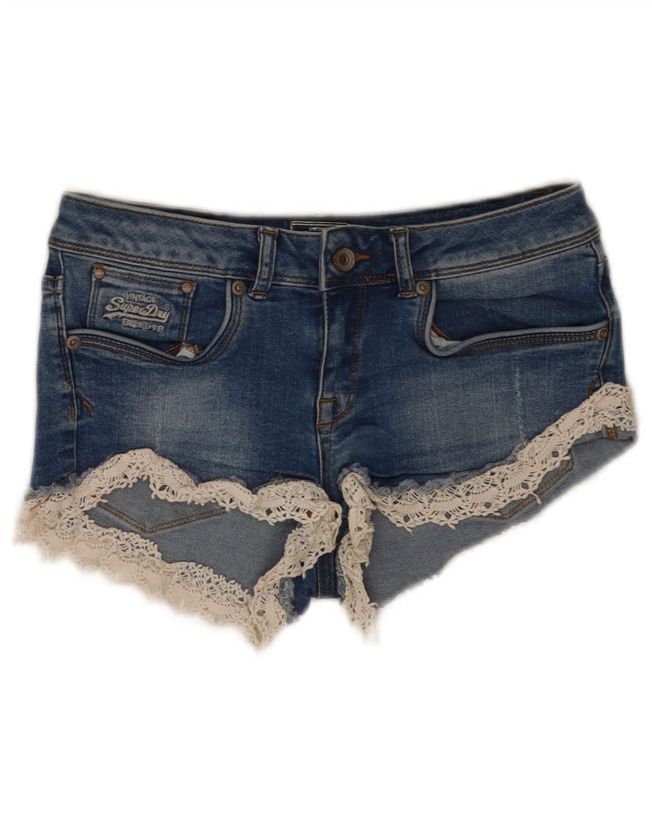 Superdry Womens Denim Hot Pants W26 Small Blue Cotton