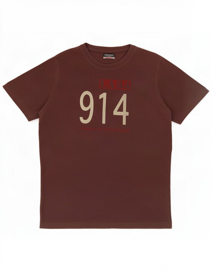 Kappa Mens Graphic T-Shirt Top Medium Brown Cotton