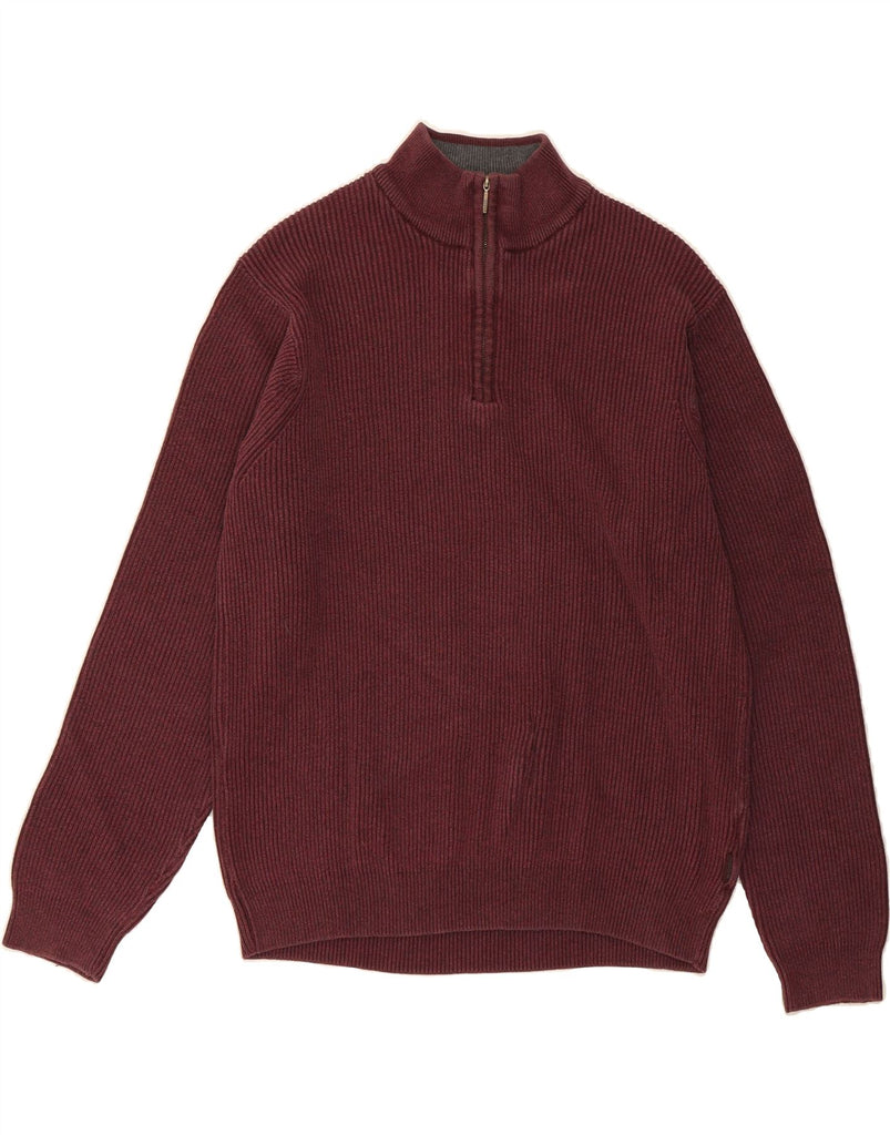 IZOD Mens Zip Neck Jumper Sweater Large Burgundy Cotton Vintage Izod and Second-Hand Izod from Messina Hembry 
