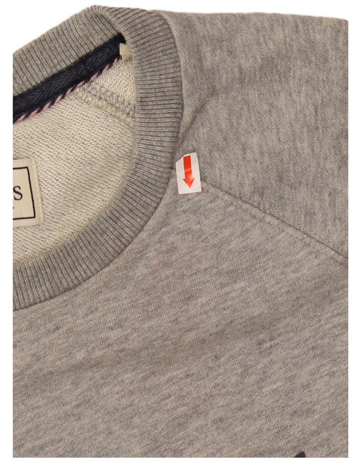 JACK WILLS Mens Graphic Sweatshirt Jumper Large Grey Cotton