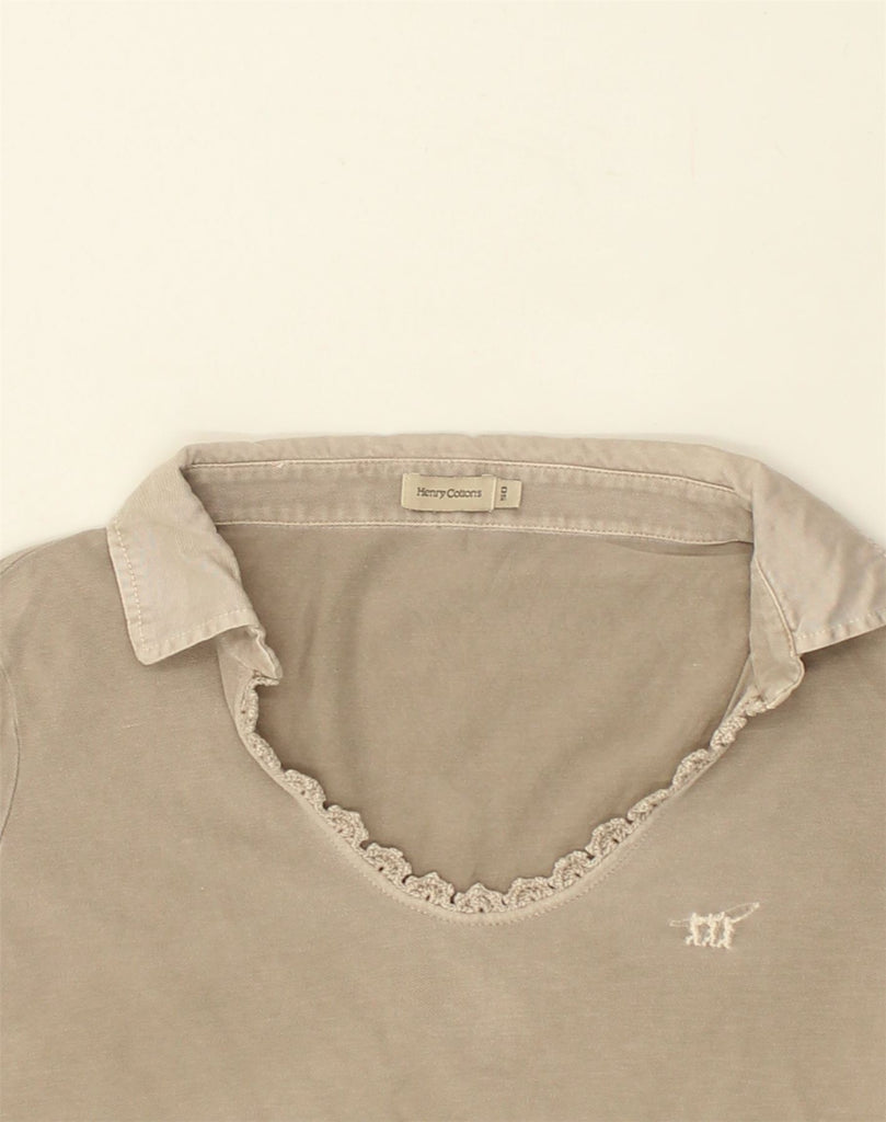 HENRY COTTONS Womens 3/4 Sleeve Polo Shirt IT 50 XL Grey Cotton | Vintage Henry Cottons | Thrift | Second-Hand Henry Cottons | Used Clothing | Messina Hembry 