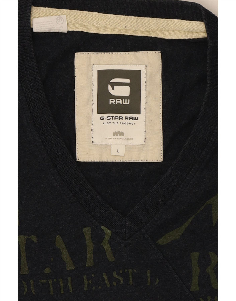 G-STAR Mens Graphic T-Shirt Top Large Navy Blue Cotton Vintage G-Star and Second-Hand G-Star from Messina Hembry 