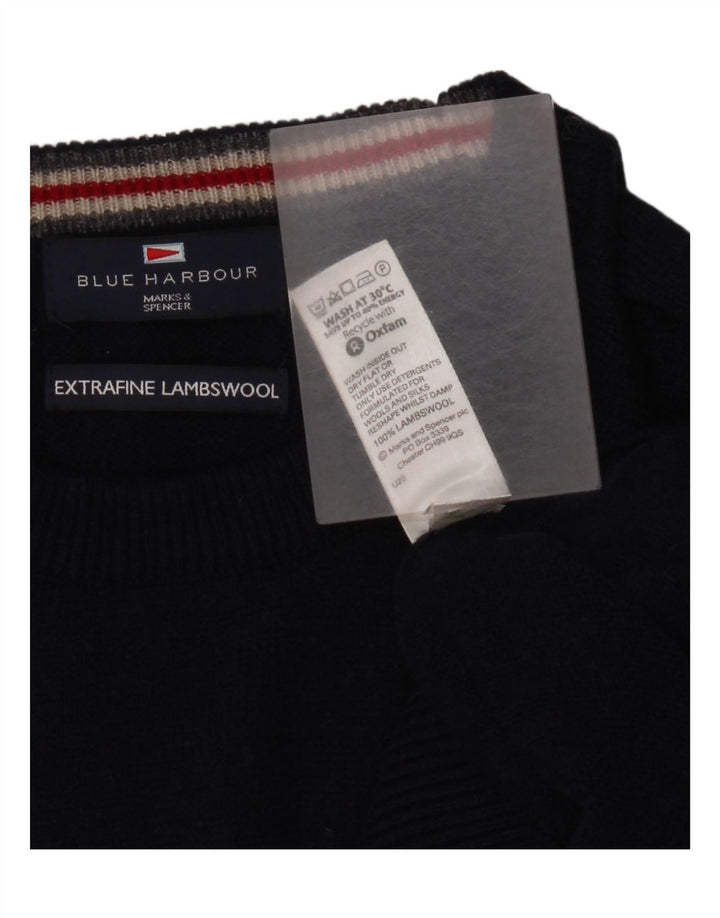 Marks & Spencer Mens Blue Harbour Crew Neck Jumper Sweater Medium Navy Blue