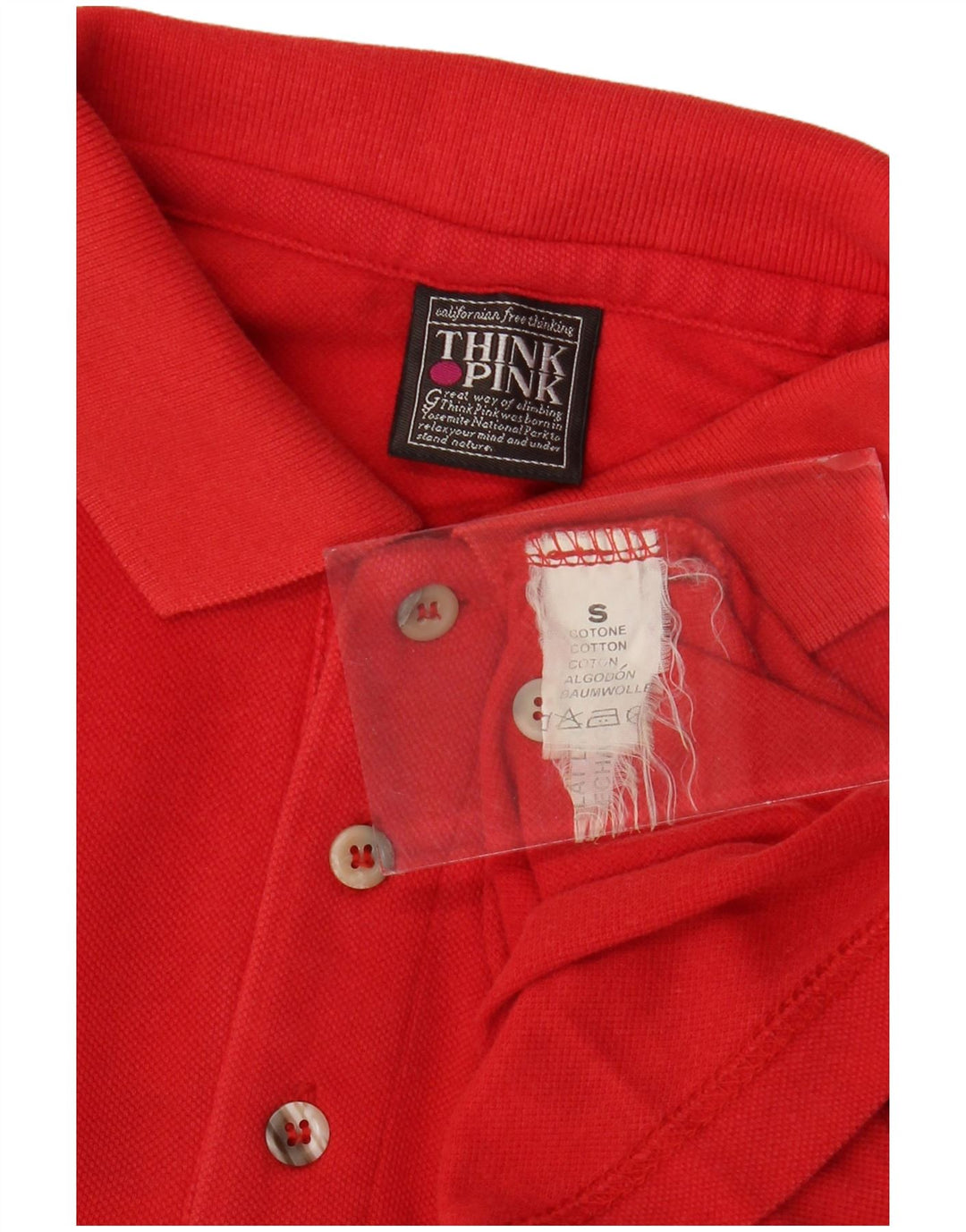Think Pink Mens Polo Shirt Small Red Cotton