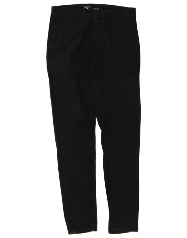 Zara Mens Slim Chino Trousers EU 38 Small W30 L30 Black Cotton