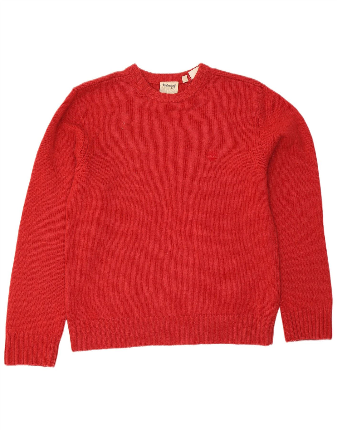 Timberland Mens Crew Neck Jumper Sweater Large Red Wool