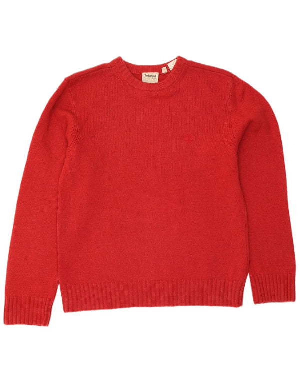 Timberland Mens Crew Neck Jumper Sweater Large Red Wool