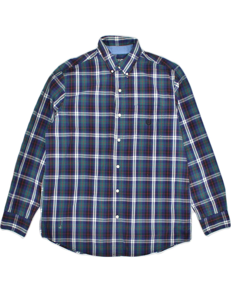 CHAPS Mens Shirt XL Navy Blue Check Cotton | Vintage | Thrift | Second-Hand | Used Clothing | Messina Hembry 