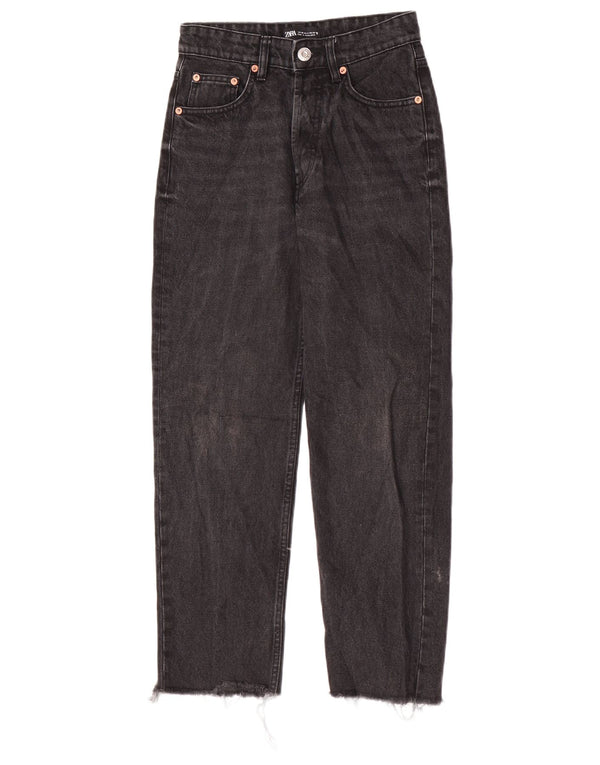Zara Womens Crop High Waist Jeans EU 36 XS W26 L26 Black Cotton