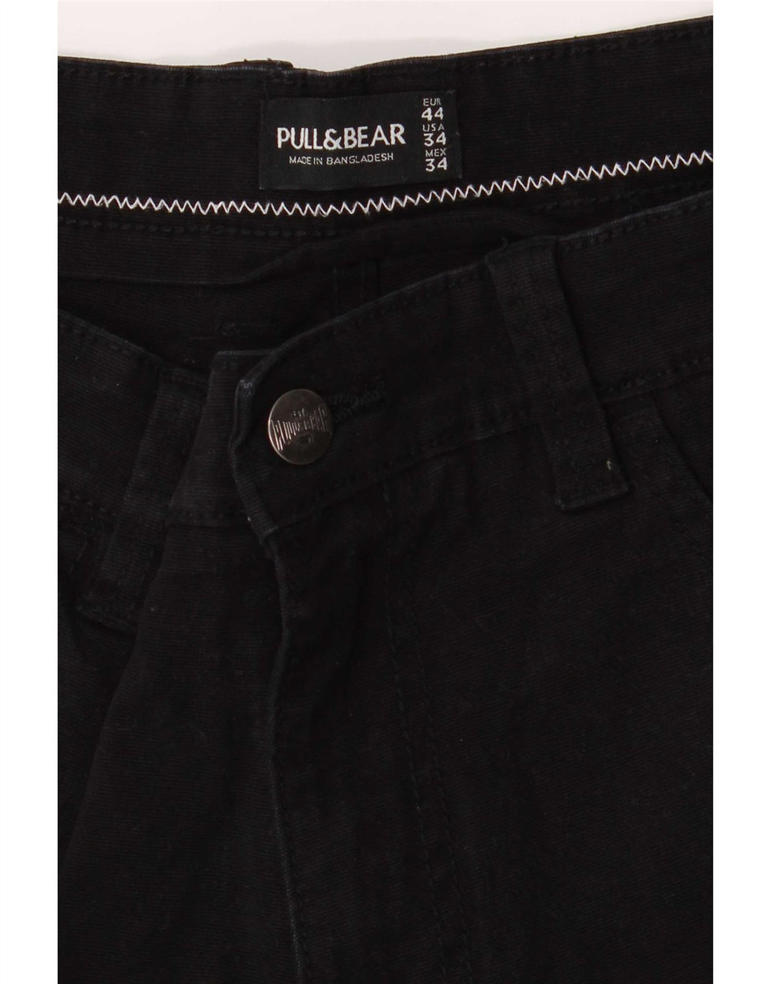 Pull & Bear Mens Denim Shorts EU 44 Large W34 Black Cotton