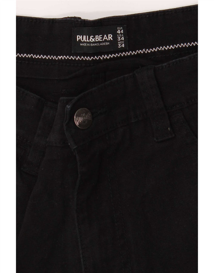 Pull & Bear Mens Denim Shorts EU 44 Large W34 Black Cotton