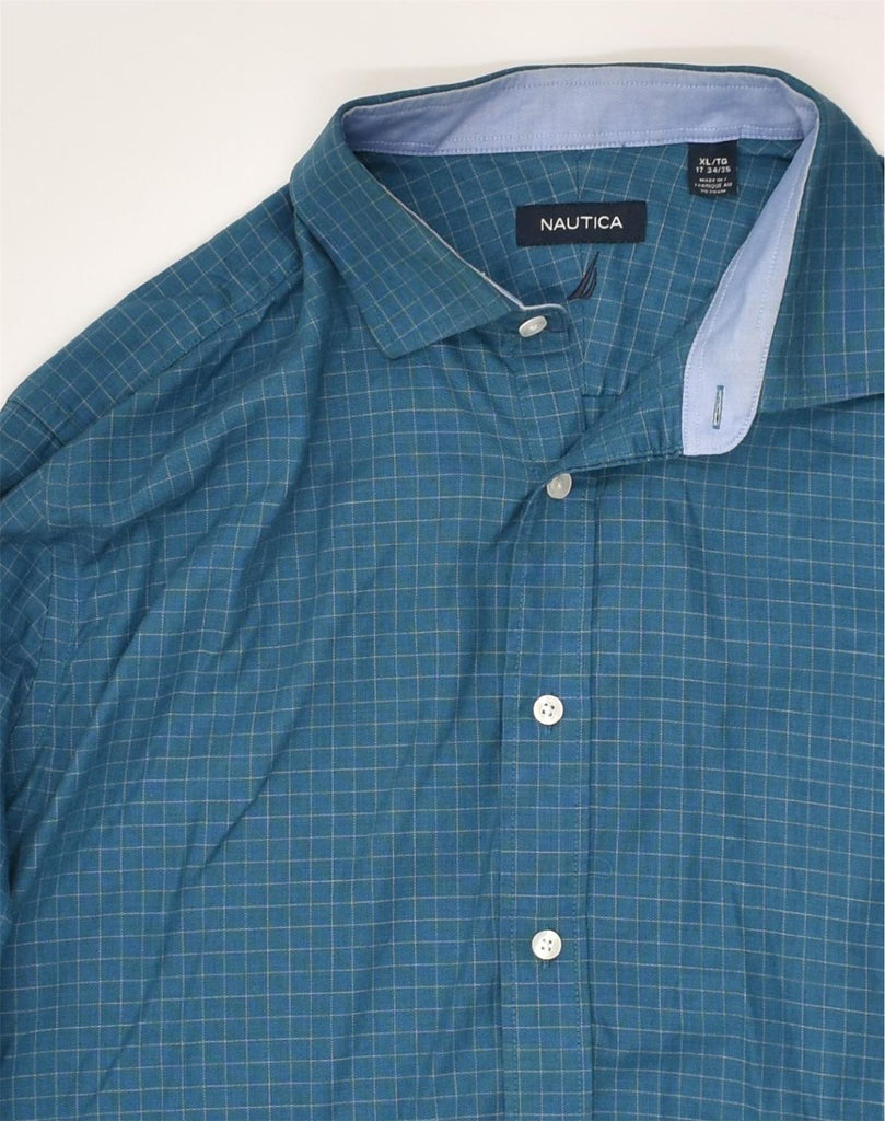 NAUTICA Mens Shirt Size 17 XL Blue Gingham Cotton | Vintage Nautica | Thrift | Second-Hand Nautica | Used Clothing | Messina Hembry 